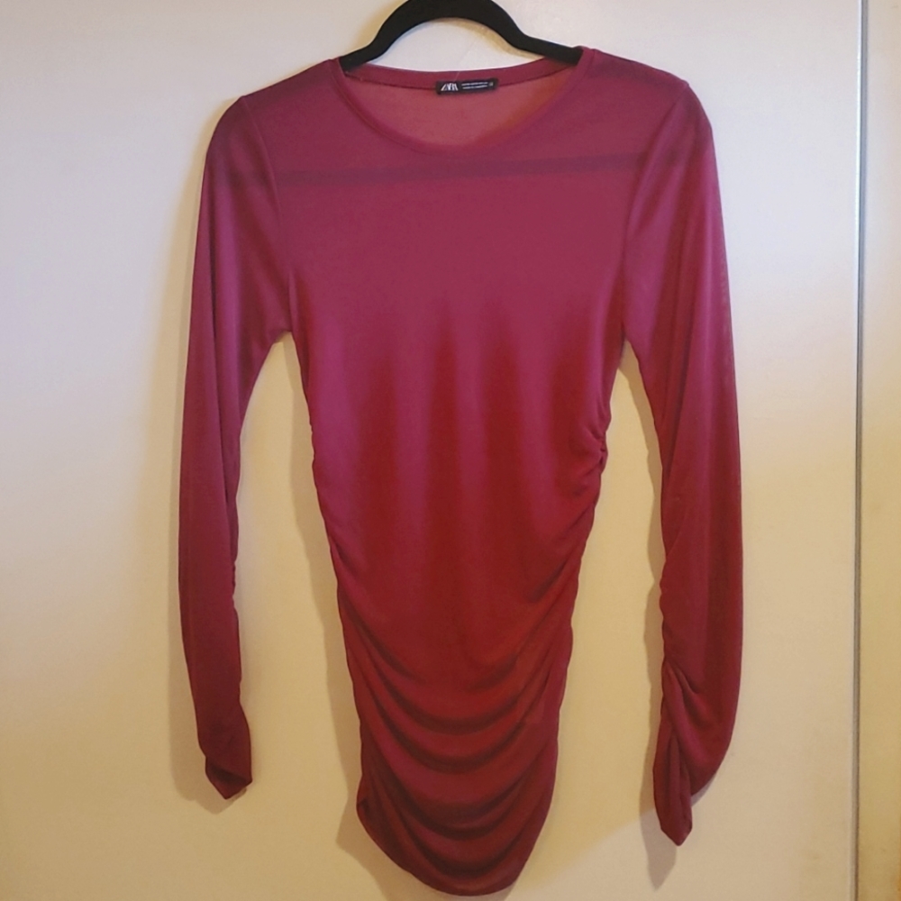 Zara ruched mesh top